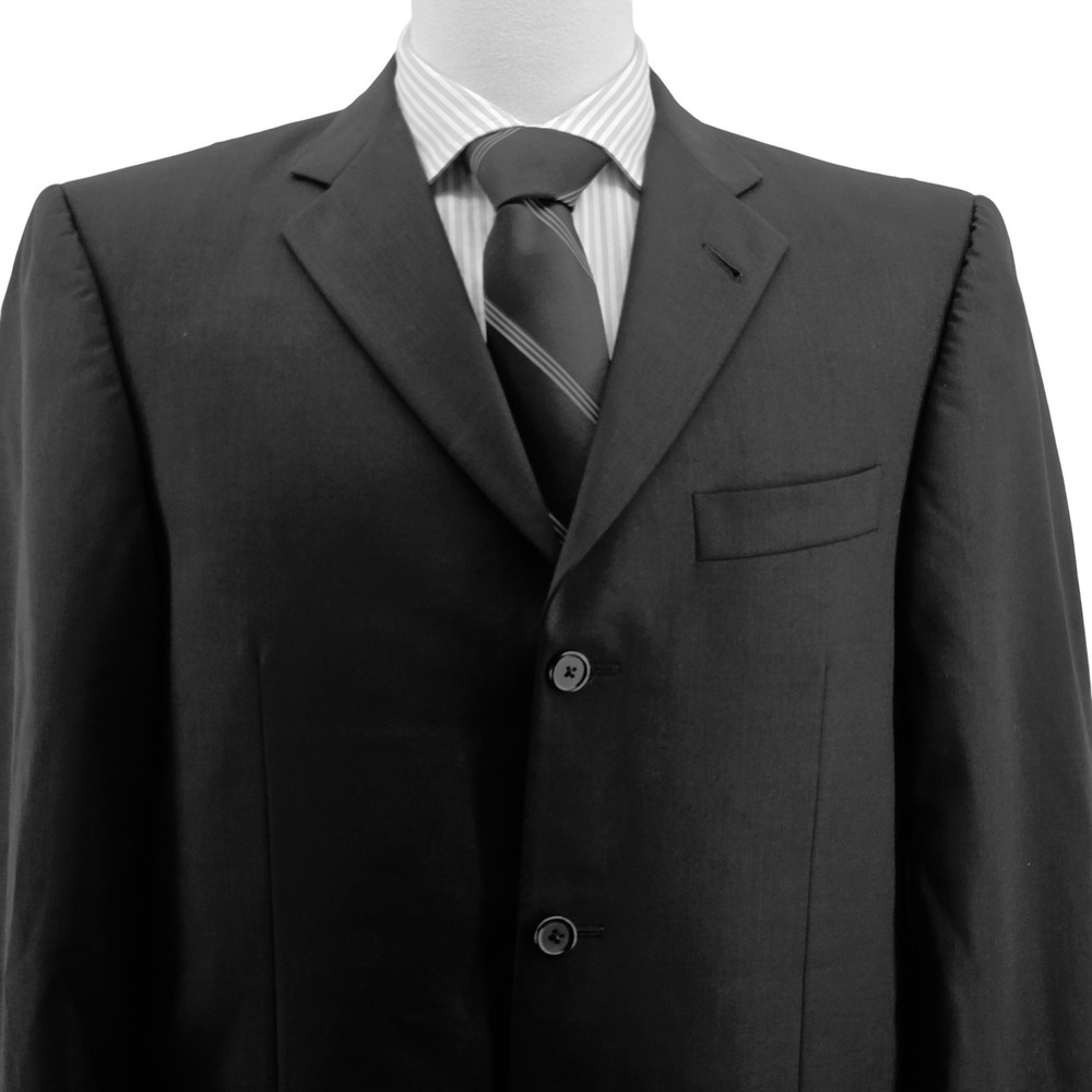 Burberry London Suit Jacket Mens 40 Black Wool Single-Breasted 3 Button USA